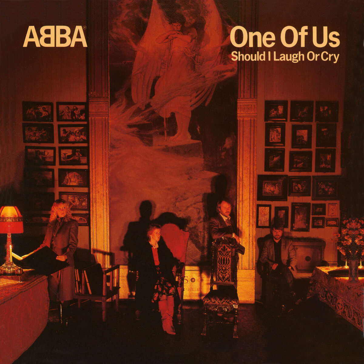 Обложка мирового релиза сингла "One Of Us" шведской поп-группы ABBA