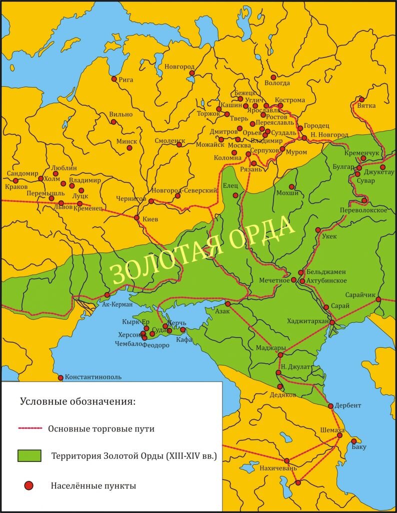 Наровчатское городище (город Мохши) на карте Золотой Орды