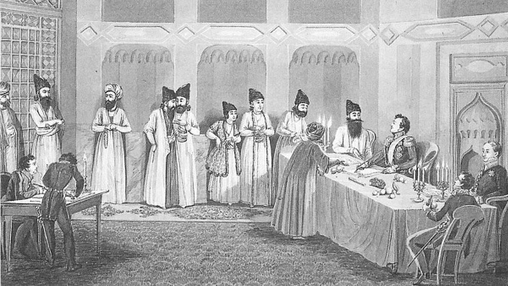 Заключение мира с Персией в Туркманчае. Источник: Wikimedia Commons