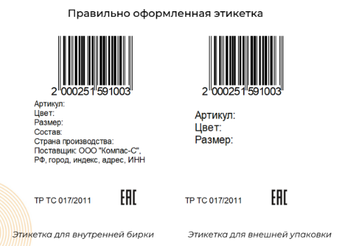 Этикетка для Wildberries