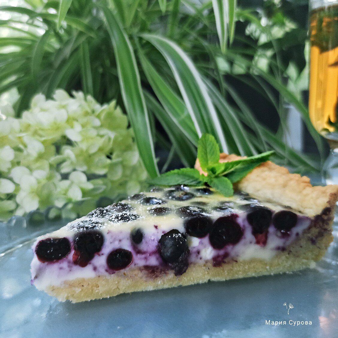 Финский черничный пирог со сметанной