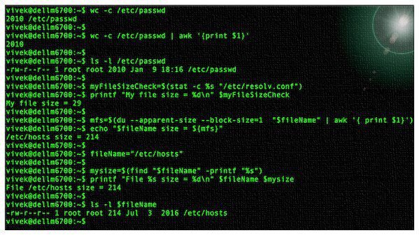 Скриншот интерфейса UNIX Shell