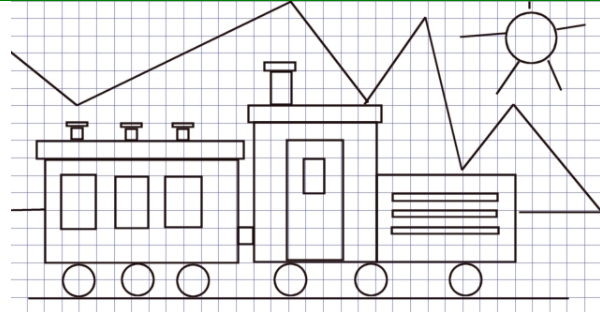 Как нарисовать поезд по клеточкам