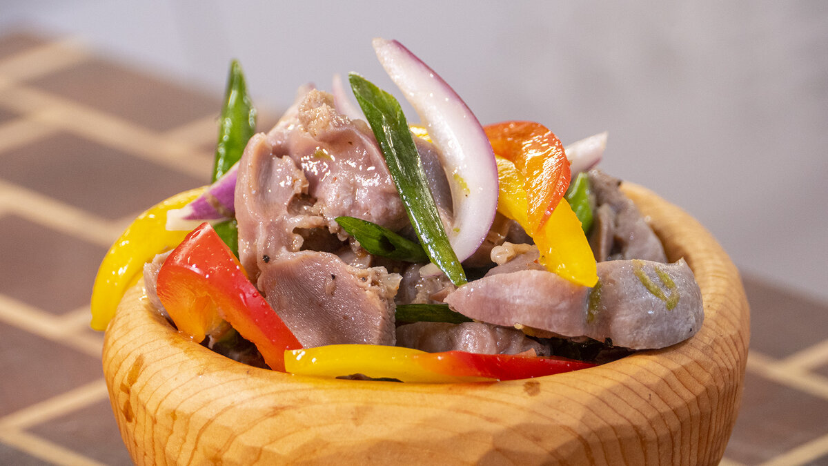 Закуска из куриных желудочков