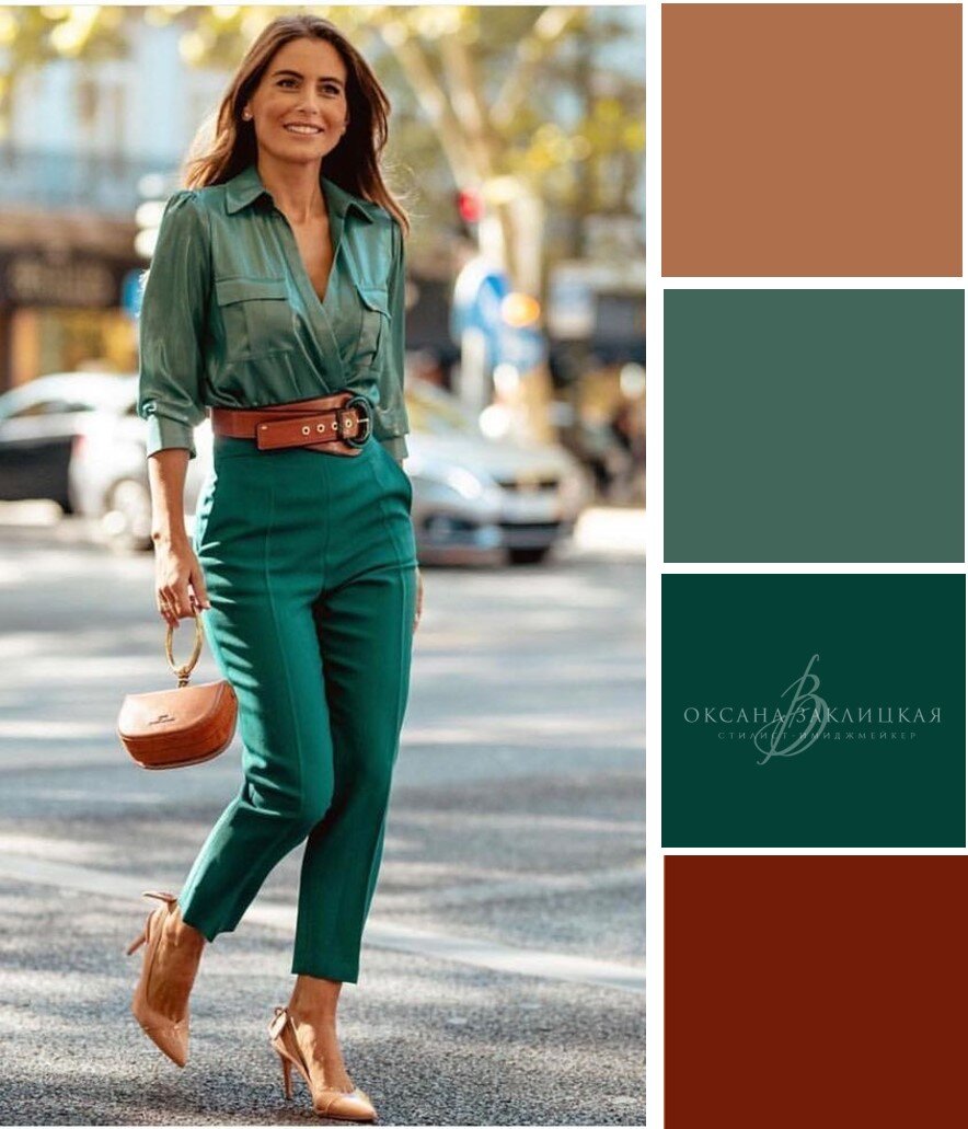 Сочетание зеленого с оттенками коричневого