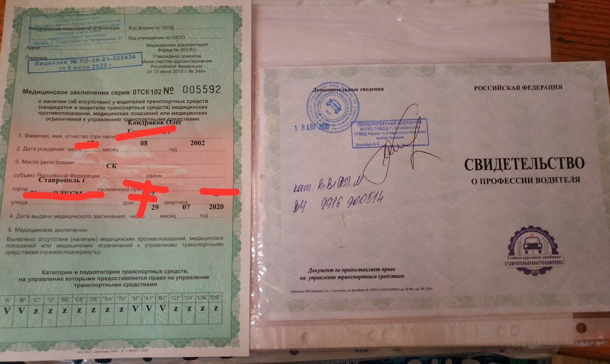 Мед. Справка и свидетельство