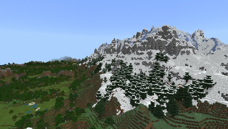 В Minecraft Bedrock добавлены горы — высокие вершины, заснеженные вершины, снежные склоны, горная роща и горные луга!-2-2
