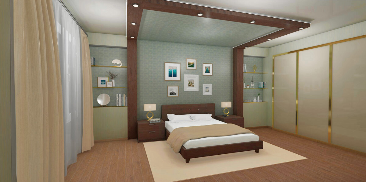 3d-визуализация спальни с серией обоев KERAMA MARAZZI