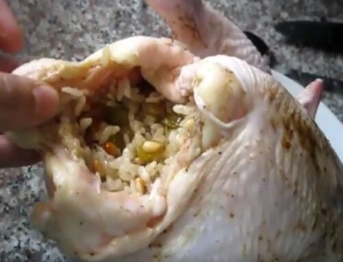 Курица в духовке фаршированная рисом