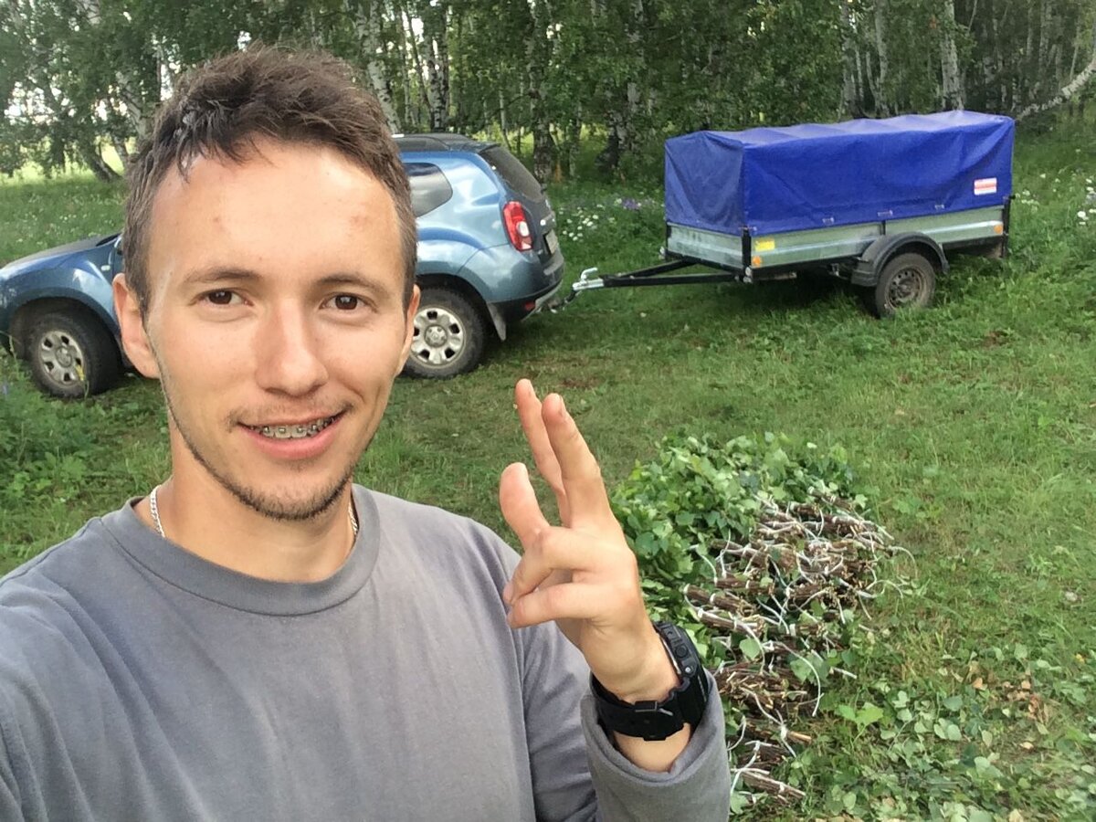 Мой первый сезон! вязал веники прямо в поле