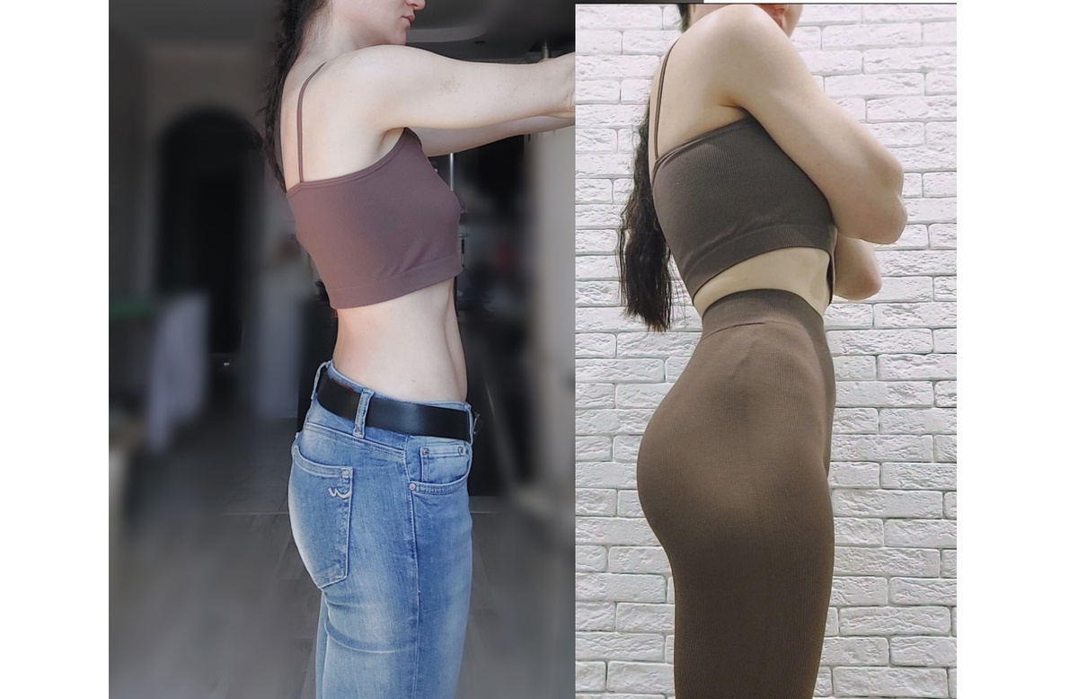 Набор массы до/после