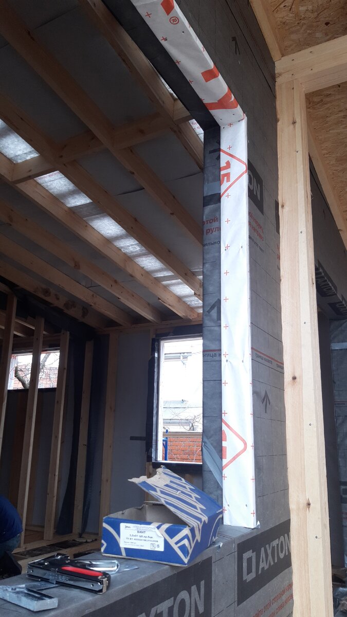 Установка в четверть, материал- доска 25 мм , мембрана Тайвек Хаусврап. 