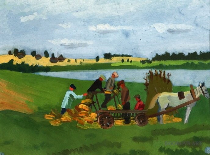 Евграфов Н. И. В поле. 1930-е годы.