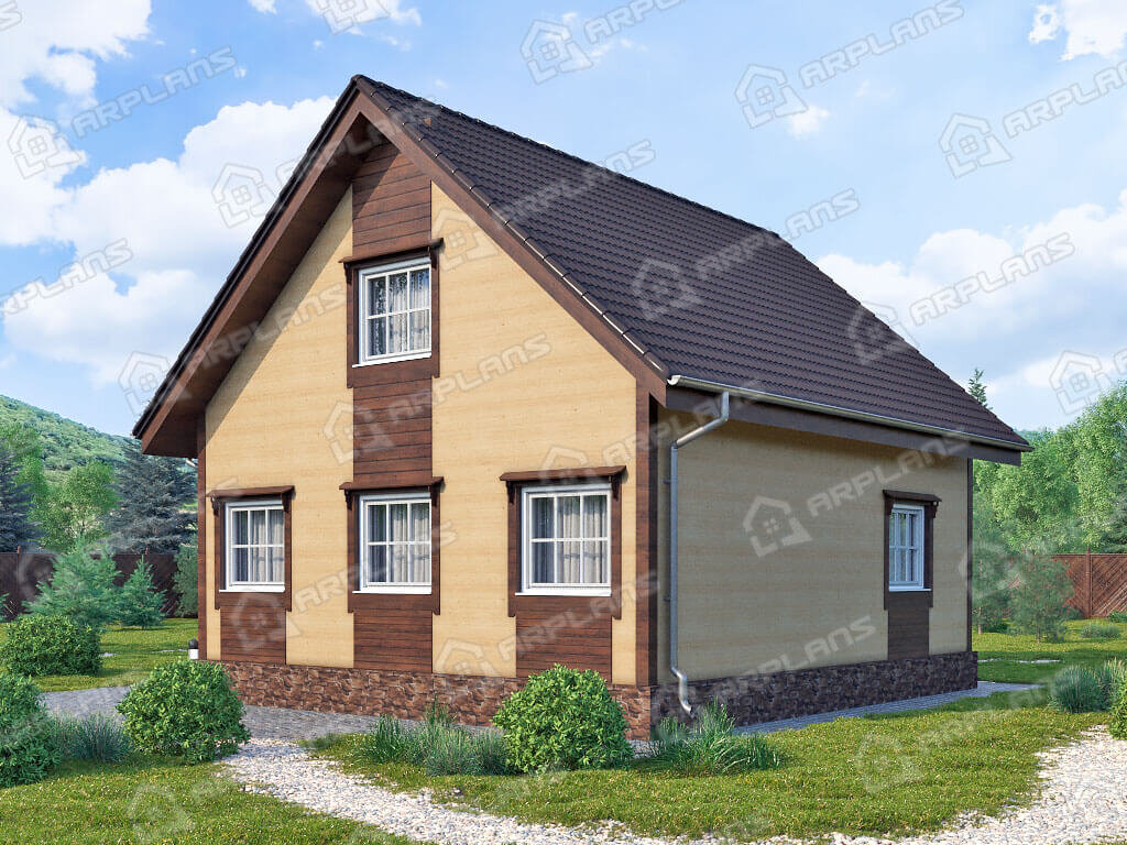 Фото 2 двухэтажного каркасного дома с 2 спальнями и террасой. Общая площадь 118 кв м. Источник arplans.ru Проект И-005