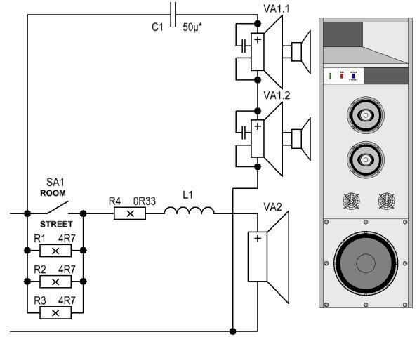 Схема электрическая принципиальная сабвуфера