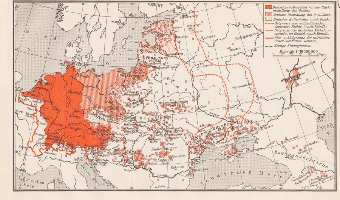 Очаги немецких колонистов в Европе к началу 20 века