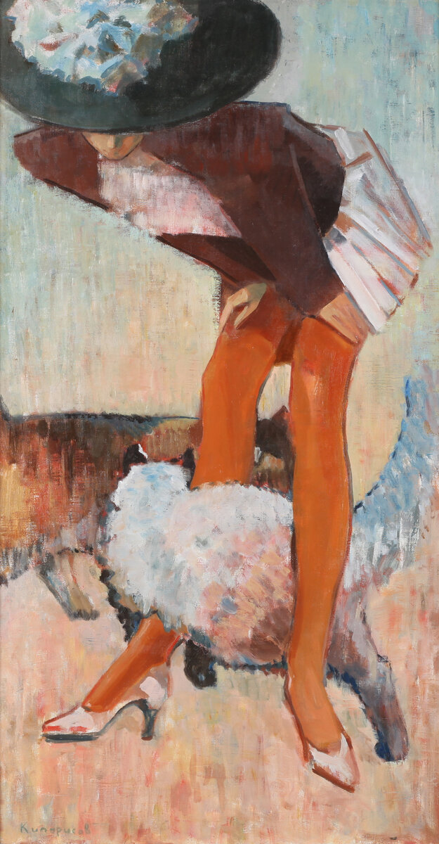 Кипарисов Леонид, Кошки и ножки. холст, масло, 90×50. 