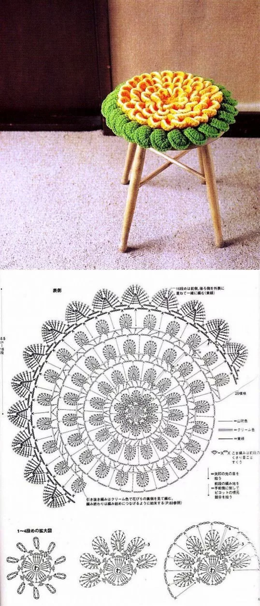 Коврики на табурет и стул крючком