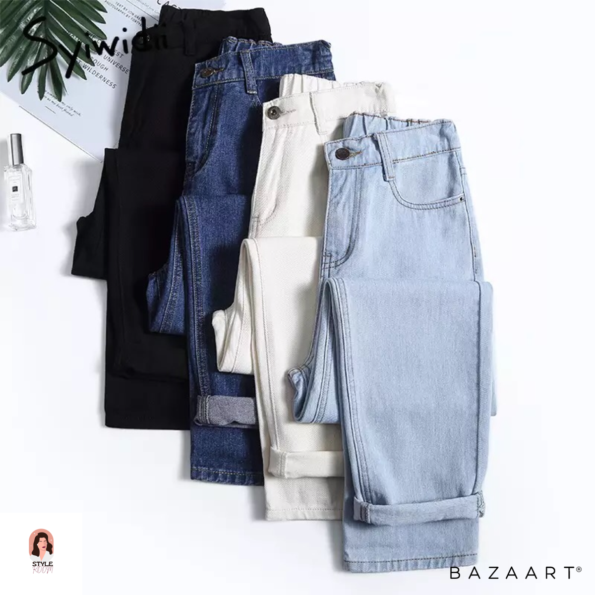 Прямые джинсы.