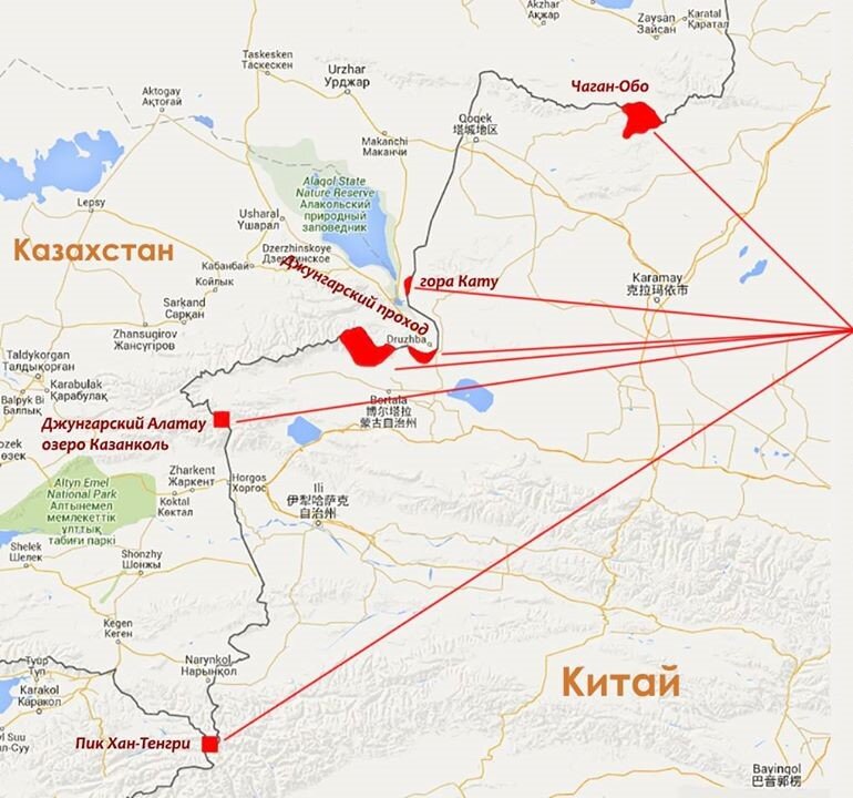 Карта казахстана и китая
