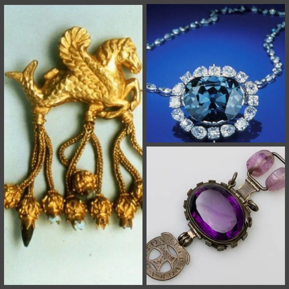 "Проклятые" драгоценности. 1) Брошь Царя Креза 2) Бриллиант "Надежда" 3) Аметист из Дели
