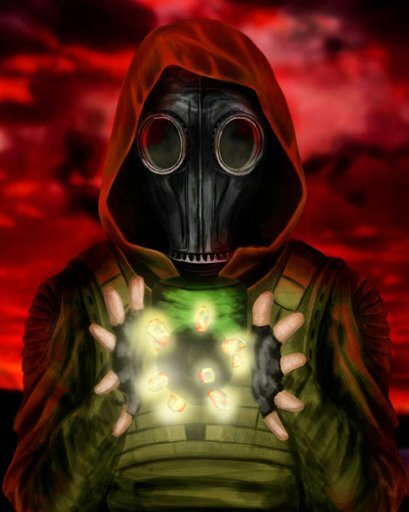 В руках у сталкера - артефакт "Компас" 