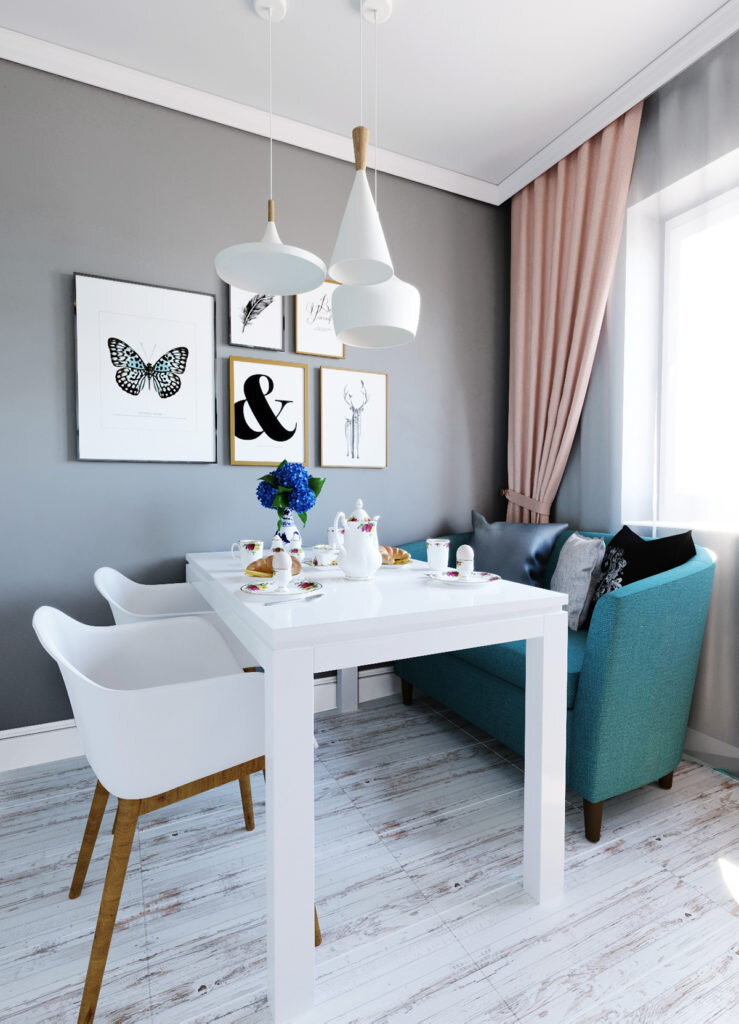 Сканди двушка с элементами классики. Уютный интерьер для семьи из двух человек