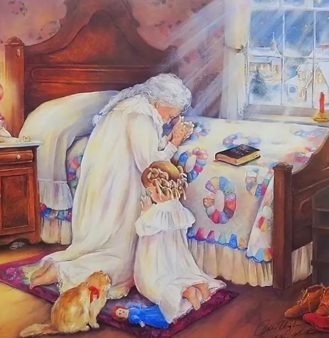 Сказки на ночь про бабушку. Бабушка живопись. Бабушка рассказывает сказку. Бабушка молится. Ребёнок молитсяперед сном.