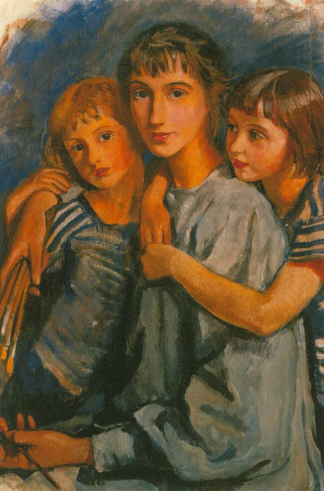 Автопортрет с дочерьми (1921 г.)