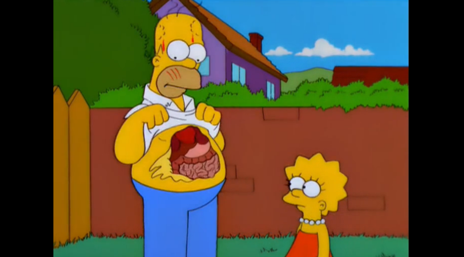 Барсук немного повредил Гомера //Симпсоны (The Simpsons), s12e02 © 20th Century Fox Film Corporation