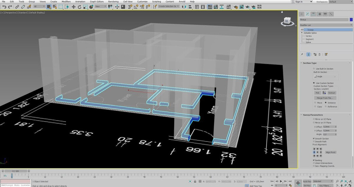 Создание плинтуса в 3ds Max