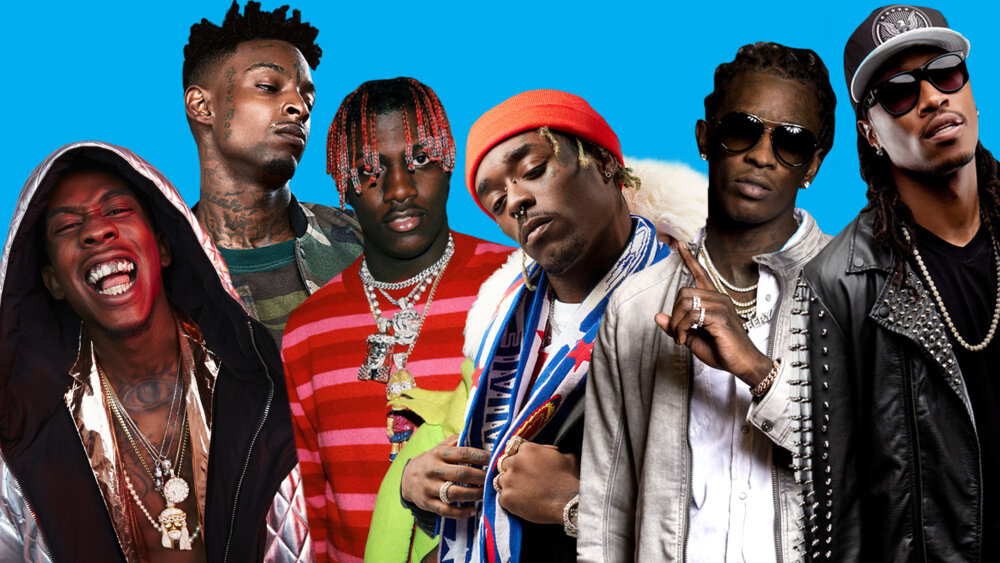Мамбл-рэперы. Слева направо: Desiigner, 21 Savage, Lil Yachty, Lil Uzi Vert, Young Thug, Future.