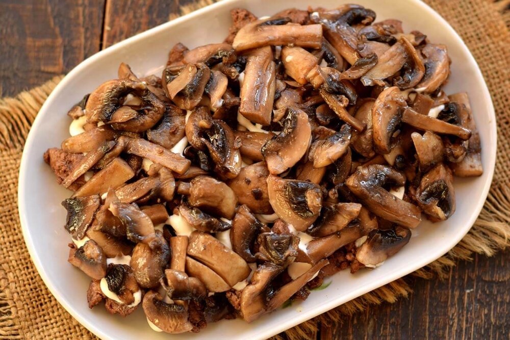 Рецепт грибов с печенью