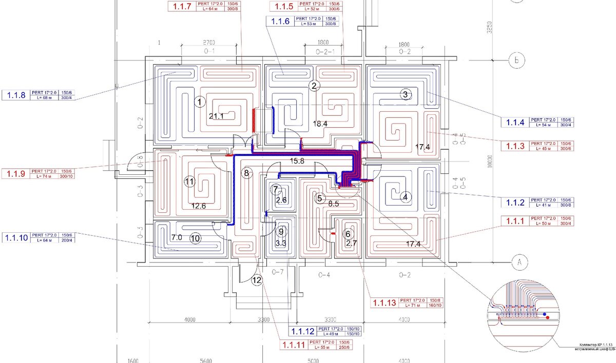 Теплый пол чертеж. Водяной теплый пол чертеж. Исполнительная схема на теплый пол. Чертеж теплого пола водяного. Исполнительная схема водяного теплого пола.
