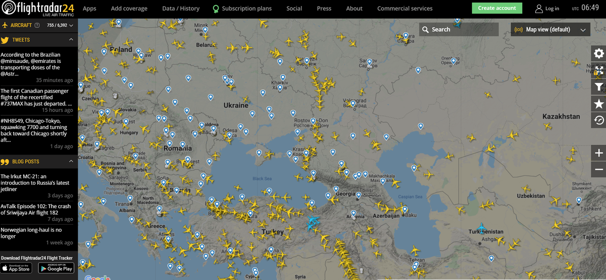 Только посмотрите сколько самолетов сейчас находится в полёте.