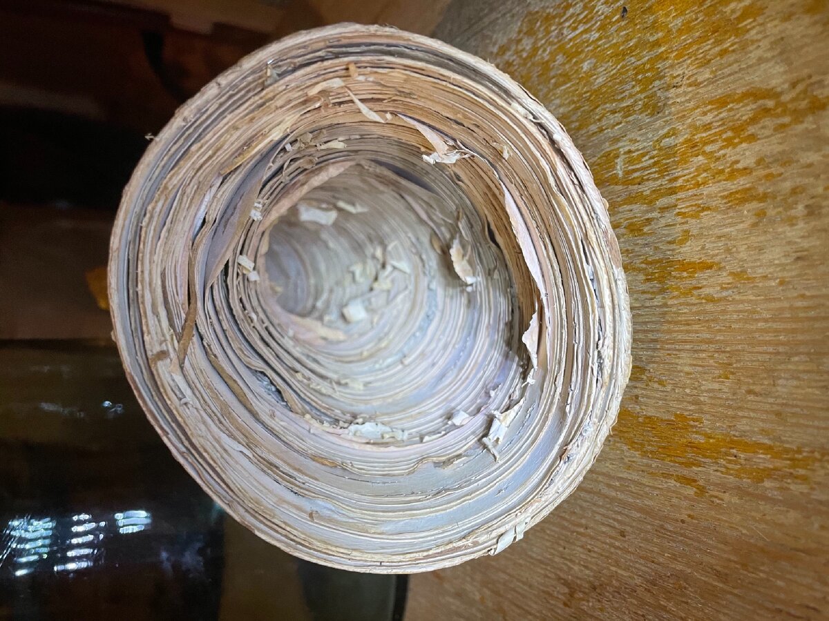 Берестяной рожок изнутри