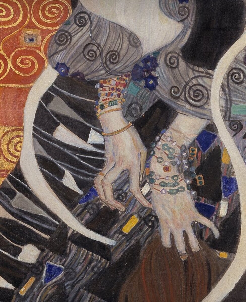 Густав Климт "Саломея", 1909. Международная галерея современного искусства Ка'Пезаро, Венеция. Фрагмент.