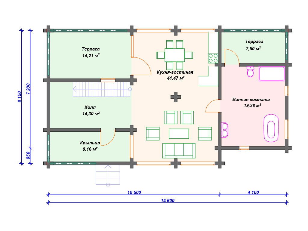 Проект дома из бруса с односкатной крышей | Arplans.ru - проекты домов |  Дзен