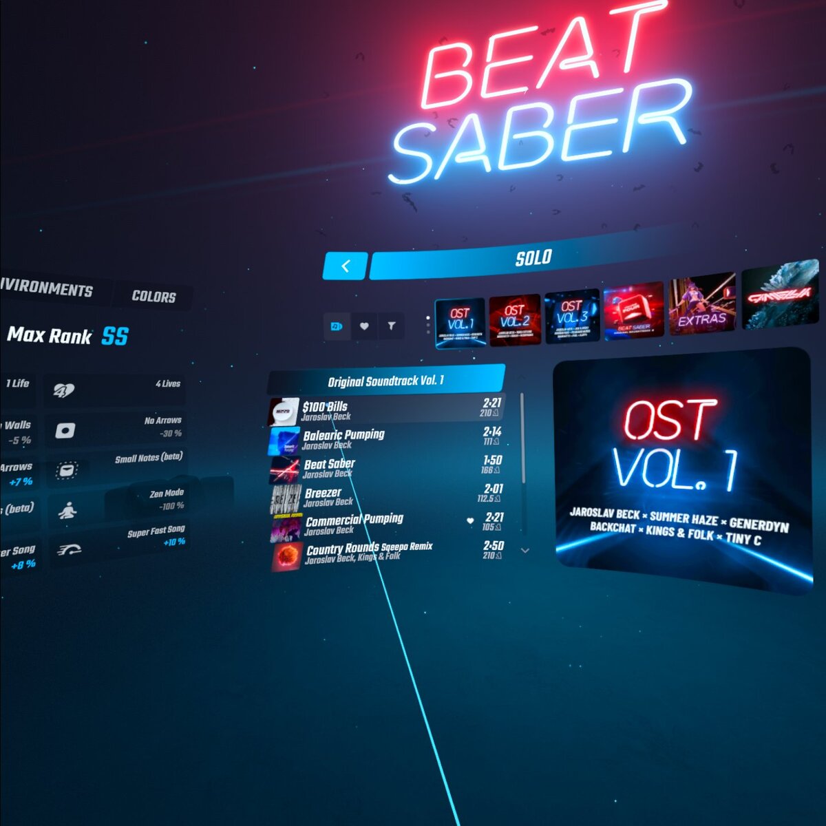 Beat Saber (скриншот во время моей игры)