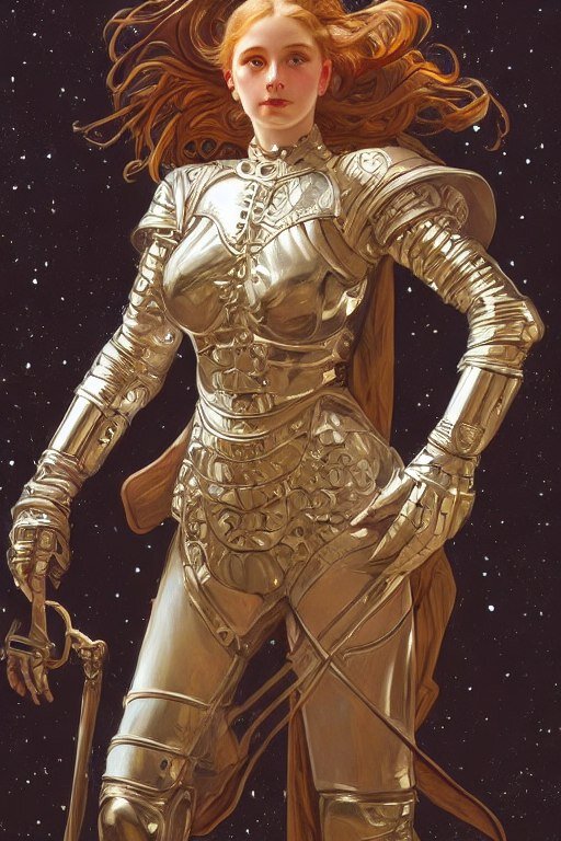 a space knight, fantasy, intricate, elegant, highly detailed, lifelike, photorealistic, digital painting, concept art trending on artstation, smooth, sharp focus, in the style of john collier and alphonse mucha and jean delville