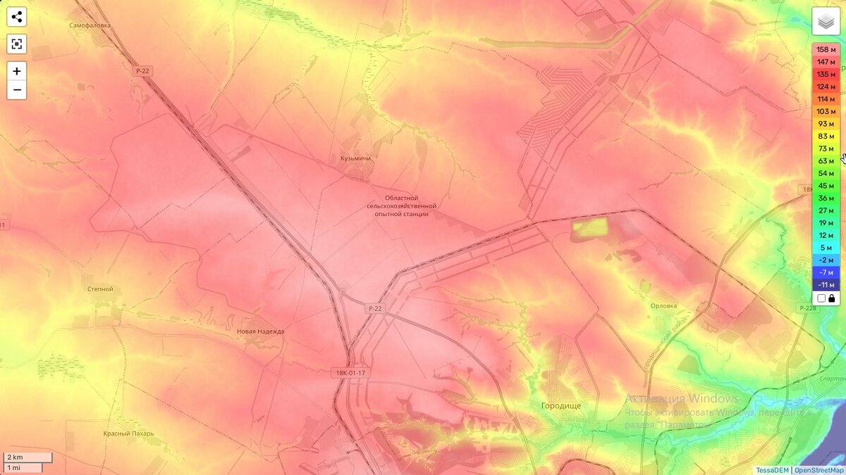 Топографическая карта Городищенского района. Восточное Междуречье. Господствующие высоты в декабре 1942 года - всё ещё за немцами.