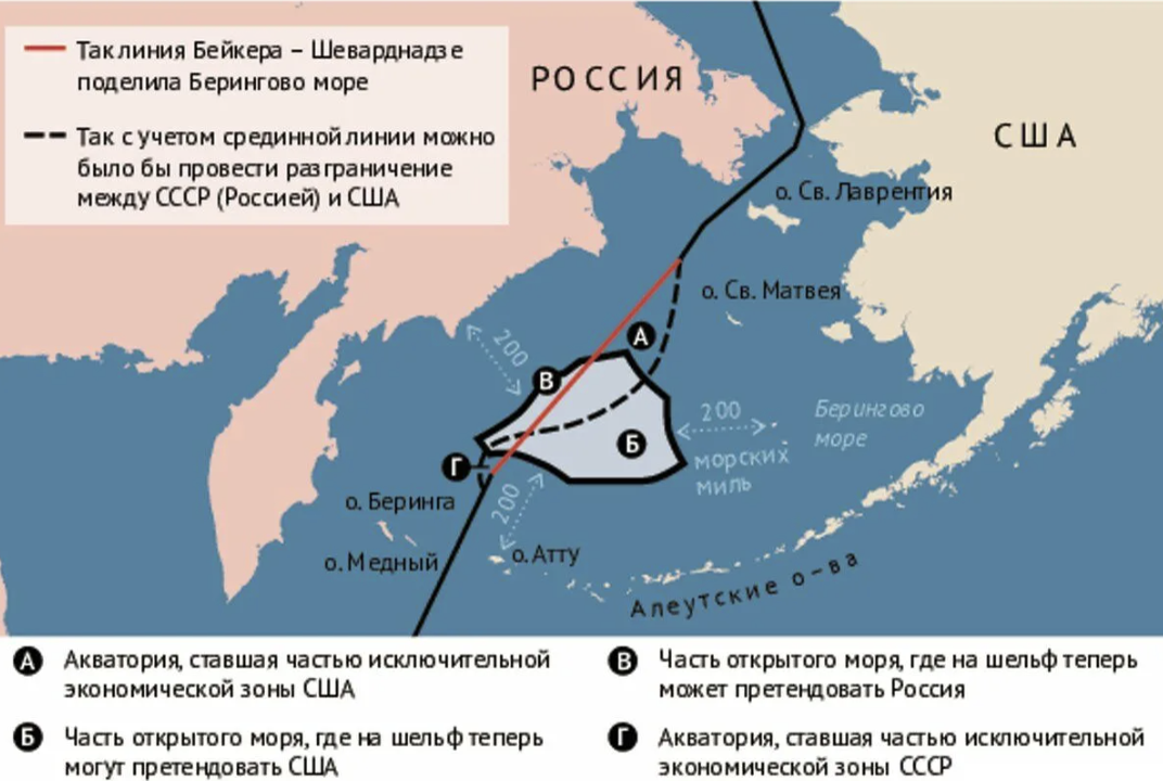 Какая территория была передана. Линия Шеварднадзе в Беринговом море. Соглашение Бейкера Шеварднадзе 1990. Линии Бейкера — Шеварднадзе в Беринговом проливе. Линия Шеварднадзе Бейкера.