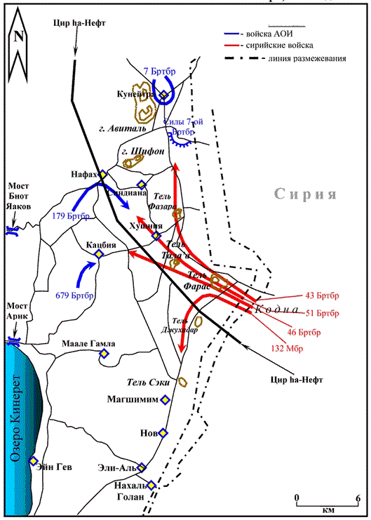 Схема танкового сражения в ночь с 6-го на 7-е октября 1973 года в районе Голанских высот. Источник: https://web.archive.org/web/20080919070116/http://www.waronline.org/IDF/Articles/golan_battle.htm