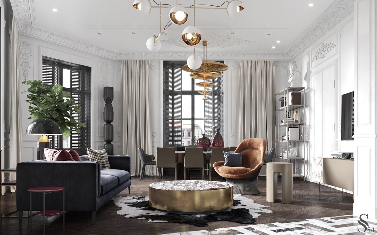 Совмещенная гостиная и столовая