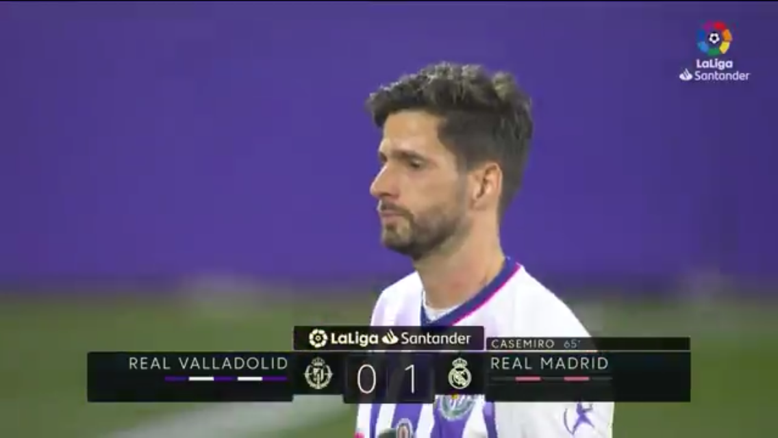 21.02.2021. Игроки "Вальядолида" должны были нас обыгрывать. Но нам снова повезло. Скриншот с официальной трансляции матча.