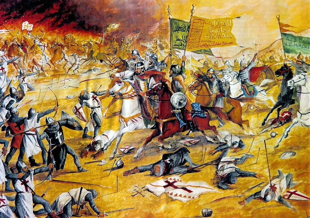 В какой битве персидское войско было окончательно. Битва при Хаттине 1187. Битва при Хаттине крестоносцы. Саладин битва при Хаттине. Битве при Хаттине 1187 год.