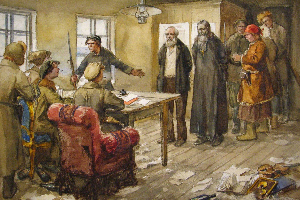 И. Владимиров. Допрос в комитете бедноты.