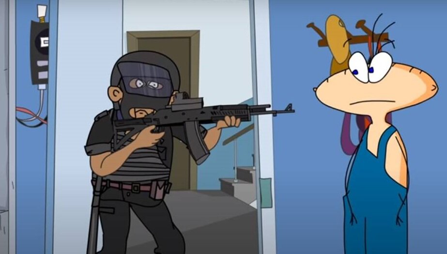 Кадр из мультфильма "Доппельгангер". Это Хрюндель, муж Масяни. 