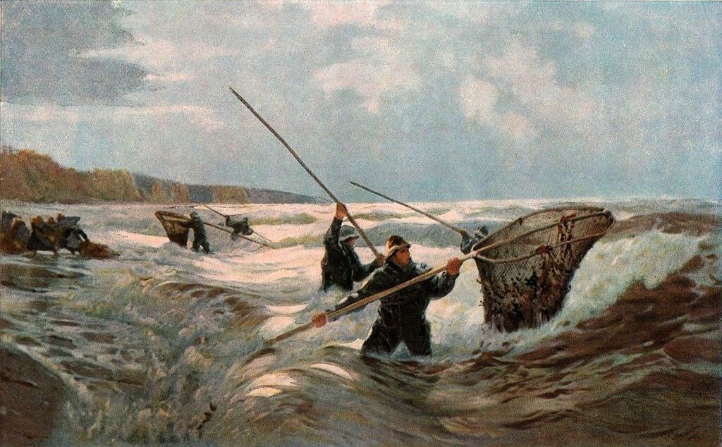 Картина неизвестного художника «Янтарная рыбалка»