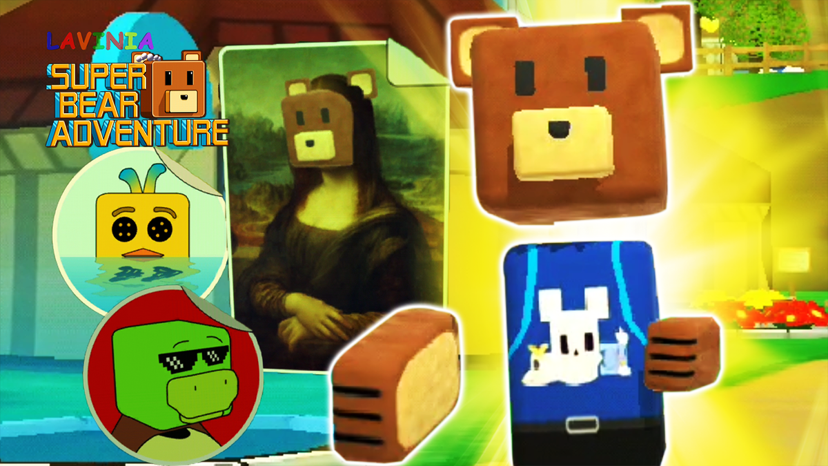 Super bear adventure где медведи. Супер Беар адвенчер. Супер Bear Adventure наклейки. Super Bear Adventure Стикеры. Супер Беар адвенчер Стикеры.